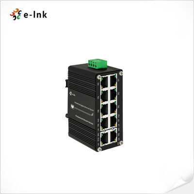 Industrial 10 Port Gigabit PoE Switch 8 PoE+ Ports 240W Total Budget Wide Voltage 12-48VDC  IP40 Metal Case -40℃ to 80℃ Operating Temperature