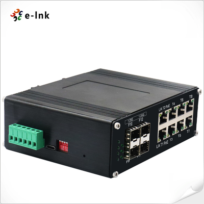 Industrial Managed PoE Switch L2+ 8 Port 10/100/1000T 802.3at PoE + 4 Port 1000X SFP