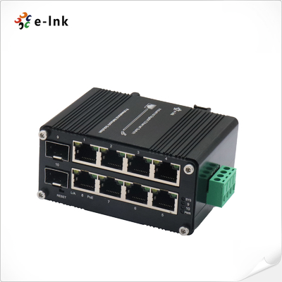 Micro Industrial Managed 8-Port 10/100/1000T 802.3at PoE and 2-Port 100/1000X SFP Ethernet Switch