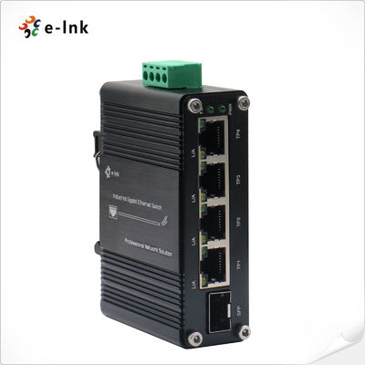 Mini Industrial 4-Port SFP Gigabit Ethernet Switch 12~48VDC Power Input DIN Rail & Wall Mounting