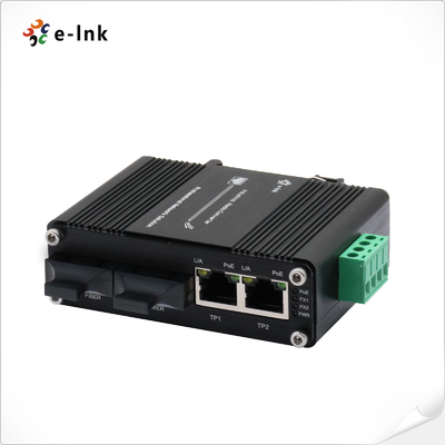 Mini Industrial 2-Port Gigabit PoE+ + 2-Port Fiber Ethernet Switch -40~80°C