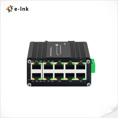 Bộ chuyển mạch PoE+ Gigabit 8 cổng công nghiệp với 2 cổng Uplink Gigabit, đầu ra 240W, -40°C đến 80°C