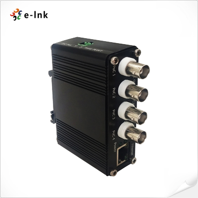 DIN-Rail Ethernet qua máy thu đồng trục với đầu vào 4 kênh và chức năng PoC