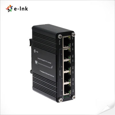 Bộ mở rộng Gigabit 1 cổng PoE+ công nghiệp sang 4 cổng Gigabit 30W IP40 DIN-Rail