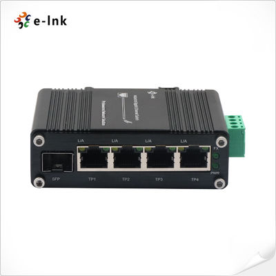 Mini Industrial 4-Port SFP Gigabit Ethernet Switch 12 ~ 48VDC Điện vào DIN Rail & Wall Mounting