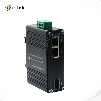 Bộ chuyển đổi phương tiện PoE+ công nghiệp 2 cổng với bộ tăng áp sợi quang 10G Nguồn điện mặt trời hỗ trợ đầu vào 12-48V Cung cấp nguồn PoE+ 60W cho các mạng đòi hỏi